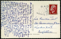 Ref 1261 - 1953 Real Photo Postcard - Monaco 10f To London - Good Radio Monte Carlo Slogan - Briefe U. Dokumente