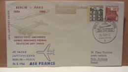 BRD: GA-Brief SSt. BERLIN FLUGHAFEN TEGEL 26.5.66 Privat-Ds "40 J. Flug BERLIN-PARIS", 20 Pf Lorsch,15 Pf Berlin Tegel - Enveloppes Privées - Oblitérées