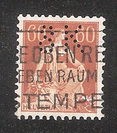 Perfin/perforé/lochung Switzerland No YT165 1918 Hélvetie Assise Avec épée  SK  Schweizerische Kreditanstalt - Perforadas