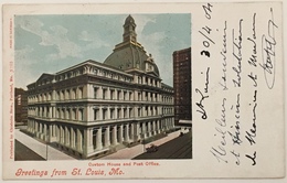 2 Cartes Postales. Greetings From Saint-Louis. Custom House And Post Office. View In The Business Section Of Saint-Louis - St Louis – Missouri