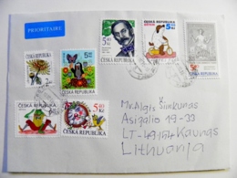 Cover Sent From Czech Rep. 2018 7 Post Stamps Dog Butterfly Frog Mole - Brieven En Documenten