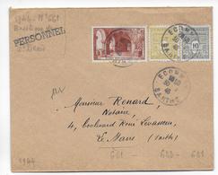 1944 - ARC DE TRIOMPHE - ENVELOPPE  De ECOMMOY (SARTHE) - 1944-45 Arco Del Triunfo