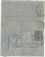 PNEUMATIQUE - 1926 - CARTE-LETTRE CHAPLAIN + SEMEUSE De PARIS 8 - Neumáticos