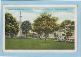 PENSACOLA  -  CONFEDERATE  MONUMENT . LEE  SQUARE . AND PENSACOLA  HIGH  SCHOOL  - - Pensacola