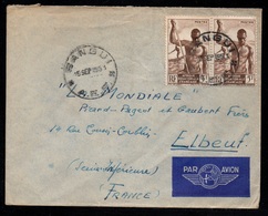 AEF - BANGUI / 1951 LETTRE AVION POUR LA FRANCE - ELBEUF (ref LE3090) - Lettres & Documents