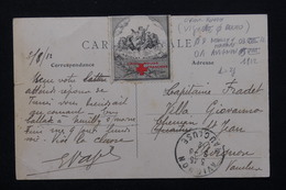 FRANCE - Vignette Croix Rouge Sur Carte Postale En 1912 - L 21245 - Lettere