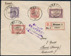 1920 Ajánlott Levél Kolozsvári Felülnyomásos Bélyegekkel Bérmentesítve 'BRASOV' - 'BASEL' Cenzúra Bélyegzéssel, Garantál - Other & Unclassified