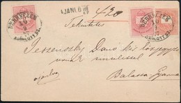 1877 Ajánlott 5kr Díjjegyes Levél 2 X 5kr Díjkiegészítéssel 'DEBRECZÉN / AJÁNLOTT SZ.' - 'BALASSA-GYARMAT' Ritka - Otros & Sin Clasificación