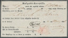 1856 Aufgabs Recepisse Rendkívül Ritka 'GÜNS' Bélyegzéssel (Gudlin 600 Pont) - Other & Unclassified