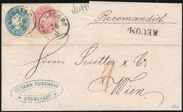 1864 Ajánlott Levél Vegyes Bérmentesítéssel: Előoldalon 1863 10kr + 1864 5kr, Hátoldalon Hiányos 5kr ,,KRONSTADT' + ,,WI - Other & Unclassified