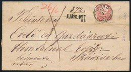 1873 Ajánlott Levél, A Címoldalon Réznyomat 5kr, A Hátoldalon Hiányos 2kr + 3kr és Még Egy Bélyeg Hiányzik 'TECSŐ MÁRMAR - Autres & Non Classés