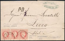 1868 3 X 5kr Levélen Olaszországba / On Cover To Italy 'SISSEK' - Lecco - Other & Unclassified