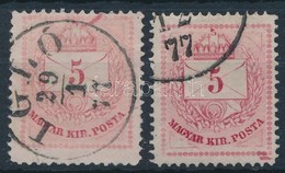 O 1874 2 Db 5kr Bélyeg, Festékfoltok, Lemezhibák, Méret - Otros & Sin Clasificación