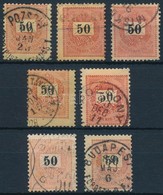 O 1889 7 Db Elfogazott 50kr, Színváltozatok - Other & Unclassified