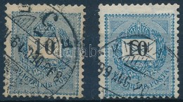 O 1898 2 Db 10kr Bélyeg Feketeskék Illetve Kék Színben - Autres & Non Classés