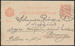 1902 Díjjegyes Zárt Levelezőlap Fiuméből Pozsonyba - Sonstige & Ohne Zuordnung