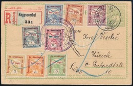 1915 Ajánlott Díjjegyes Levelezőlap Hadisegély Bélyegekkel Kiegészítve Svájcba, Feldkirchi Cenzúrával - Other & Unclassified