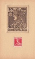 1918 Károly 10f Képeslap Formájú Kis Példányszámú (500) Számozott Essay (1921) - Other & Unclassified