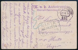 1918 Tábori Posta Képeslap 'K.u.K. FELDPOSTAMT 495' + 'HÁNTA' Postaügynökségi Bélyegzés - Autres & Non Classés