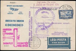 1932 Légi Képeslap Repülő 40f  Bérmentesítéssel, A Képoldalra Ragasztott Azonos ábrájú Levélzáróval / Airmail Postcard W - Sonstige & Ohne Zuordnung