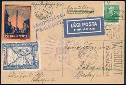 1934 Légi Levelezőlap 'MISKOLCI HÉT' Bélyegzéssel és 2 Levélzáróval / Airmail Postcard With Special Cancellation And 2 L - Other & Unclassified
