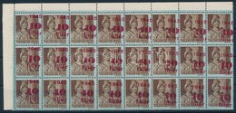 ** 1945 Kisegítő Bélyeg 10f/4f 24-es Tömbben, Jelentősen Elcsúszott Felülnyomással / Mi 778 Block Of 25, Shifted Overpri - Altri & Non Classificati