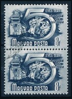 O 1950 Ötéves Terv 8f Pár 'ovális Folt' Tévnyomattal / Mi 1069 Pair With Plate Variety - Sonstige & Ohne Zuordnung