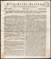 1828 Allgemeine Zeitung Szignettával - Sonstige & Ohne Zuordnung