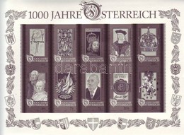 ** 1996 1000 éves Ausztria Blokk Mi 12 Vágott Feketenyomat (példányszám 2.100db) - Otros & Sin Clasificación