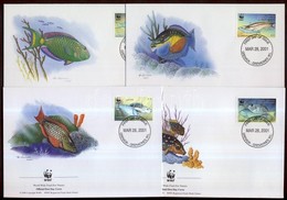 2001 WWF Papagájhal Sor Mi 3504-3507 4 FDC-n - Other & Unclassified