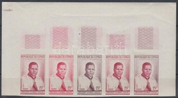 ** Kongó (Brazzaville) 1960 Fulbert Youlou Elnök Mi 4 5 Db Fogazatlan Színpróba ötöscsíkban / Stripe Of 5 Different Impe - Other & Unclassified