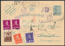 1941 Többszörösen Cenzúrázott Díjjegyes Levelezőlap Díjkiegészítéssel Magyarországra / Censored PS-card With Additional  - Sonstige & Ohne Zuordnung