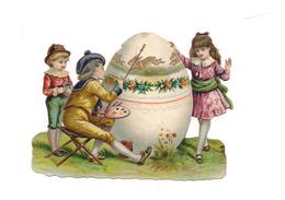 DECOUPI GAUFFRE  ENFANTS ET OEUF DE PAQUES - LAPIN - PEINTURE - Environ 10cm / 8cm - - Paasmotief