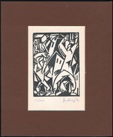 Bortnyik Sándor (1893-1976): Kezeket Fel! Linó, Papír, Utólagos Jelzéssel, Paszpartuban, 11×8,5 Cm - Otros & Sin Clasificación