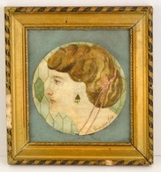Faragó Jelzéssel: Női Portré. Akvarell, Papír, Foltos, üvegezett Sérült Keretben, 25×24 Cm - Other & Unclassified
