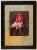 Frank Jelzéssel: Imádkozó Apáca. Olaj, Papír-karton, üvegezett Keretben, 17×15 Cm - Other & Unclassified