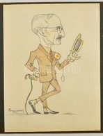 Gebhardt Béla (1901-1990): Főszerkesztő Úr (karikatúra) 1944. Színes Ceruza, Papír, Jelzett, 24×17 Cm - Autres & Non Classés