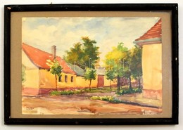 Guzsik Jelzéssel: Falusi Utcarészlet. Akvarell, Papír, üvegezett Keretben, 22×32 Cm - Other & Unclassified