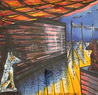 Kazovszkij Jelzéssel: Kompozíció. Akvarell-tus, Papír, üvegezett Keretben, 20×20 Cm - Otros & Sin Clasificación