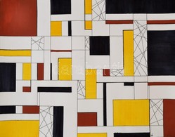 Kun Sarolta (1990- ): Geometria. Akvarell-tus, Papír, Jelzett, Feltekerve, 50×40 Cm - Otros & Sin Clasificación