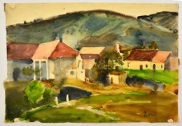 Patkó Jelzéssel: Kilátás A Falura. Akvarell, Papír, 30×42 Cm - Autres & Non Classés