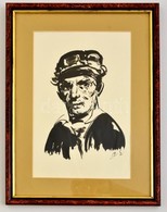 Szász Endre (1926-2003): Pilota. Tus, Papír, Jelzett (Sz.E), üvegezett Keretben, 27×17 Cm - Autres & Non Classés