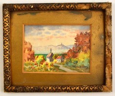 Turiák Ödön (1884-1937): Kilátás A Folyóra. Akvarell, Papír, Jelzett, Sérült Keretben, 10,5×14 Cm - Sonstige & Ohne Zuordnung