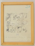 Würtz Ádám (1927-1994): Illusztráció 1975. Tus, Papír, Jelzett, üvegezett Keretben, 11×12 Cm - Other & Unclassified