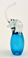 Muránói Fújt Elefánt Figura, Több Rétegű, Jelzés Nélkül ,alján Nagyon Apró Csorbákkal, M: 24,5 Cm - Glas & Kristall