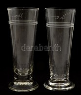 Régi 2 Dl-es Sörös Poharak, Kopásnyomokkal, M: 16,2 Cm - Verre & Cristal