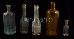 5 Db Gyógyszertári üveg, Különböző Méretekben, Kopásnyomokkal - Verre & Cristal