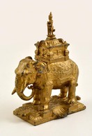 Indiai Elefánt Figura, Fém, Kopottas, M: 18 Cm - Other & Unclassified