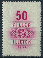** 1957 Illetékbélyeg 50f Kossuth Címerrel, Ritka! (350.000) / Fiscal Stamp With The Old Coat Of Arms, Rare! - Non Classés