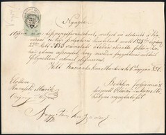 1856 3kr CM Ollóval Vágott Okmánybélyeg  Kaczorlak Okmányon /  Document Stamp Cut With Scissors - Sin Clasificación